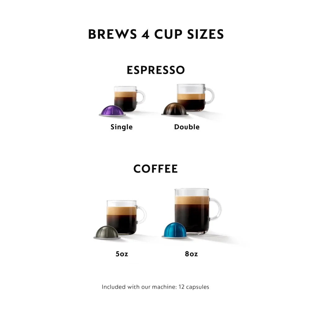 Nespresso Vertuo Plus Coffee and Espresso Machine by De'Longhi, Ink Black