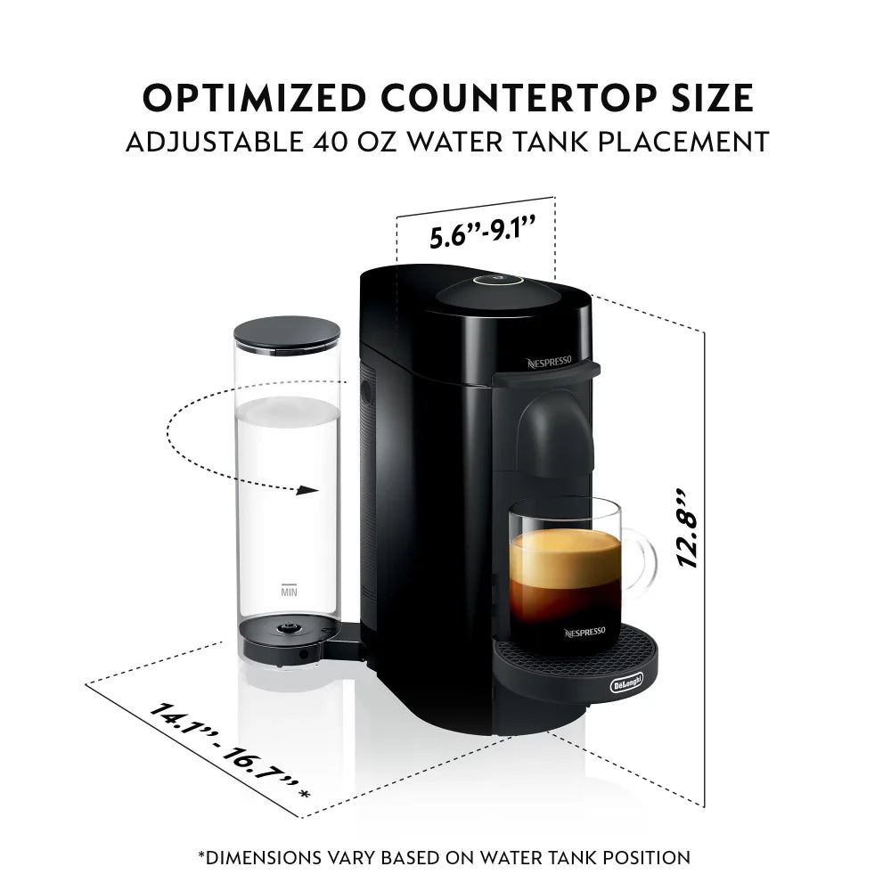Nespresso Vertuo Plus Coffee and Espresso Machine by De'Longhi, Ink Black