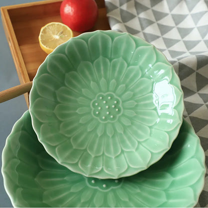 Lotus Green Serving Bowls