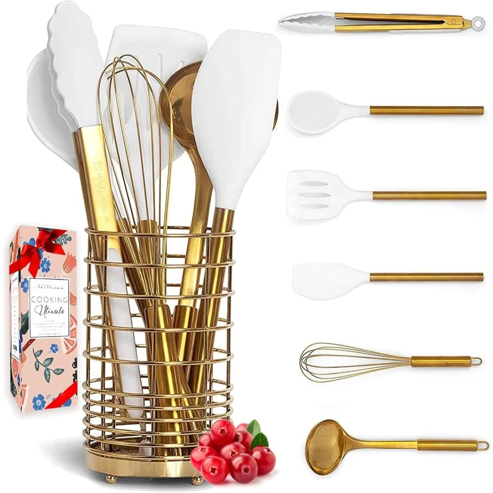 Gold and White Utensils