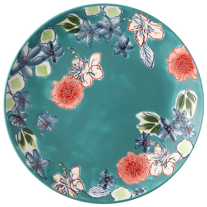 Hand Painted Floral Dinner Plates, 8.5 Inches