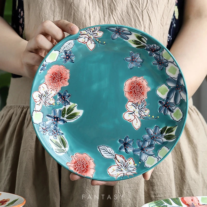 Floral Plate - Blue