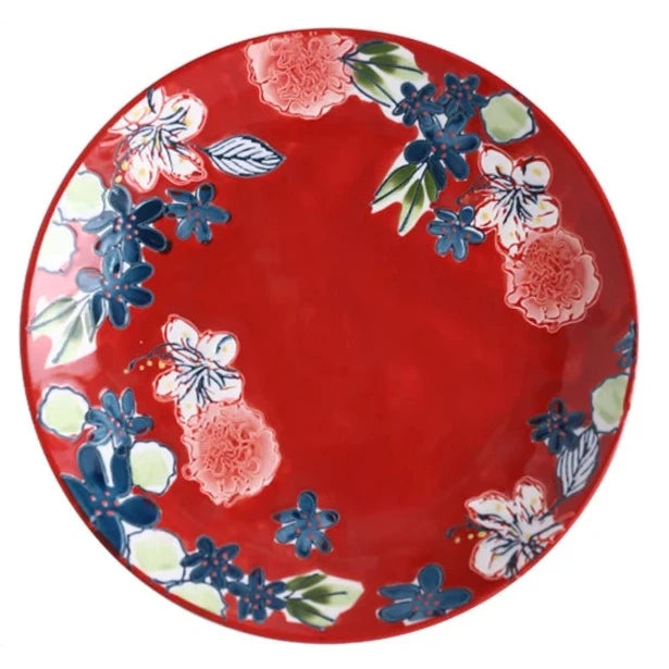 Floral Plate - Red