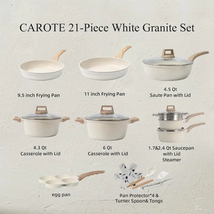 CAROTE 21 Pcs Nonstick Pots and Pans Cookware Set